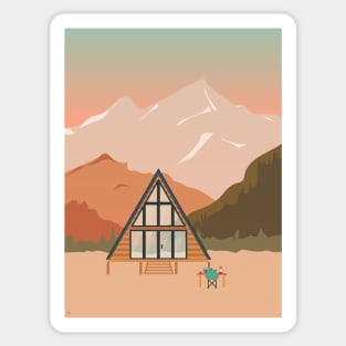 "Remote" Work - Mountain Cabin Sticker